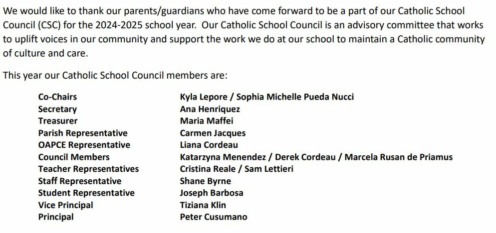 CSC members for 2024-2025