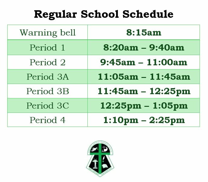Regular school schedule