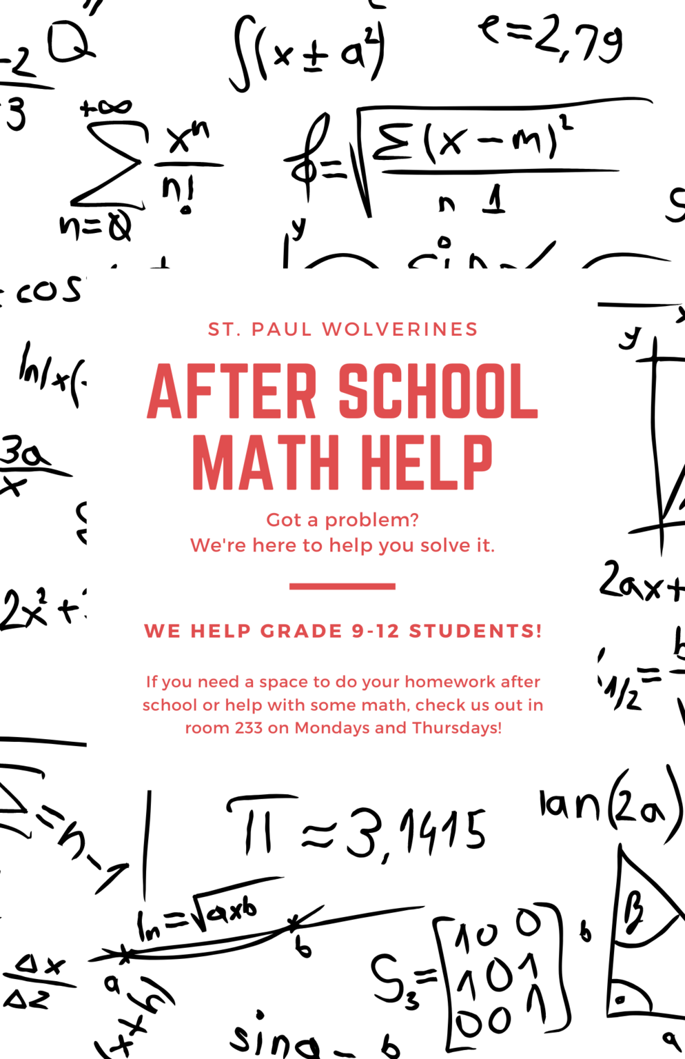 STP After School Math Help Poster